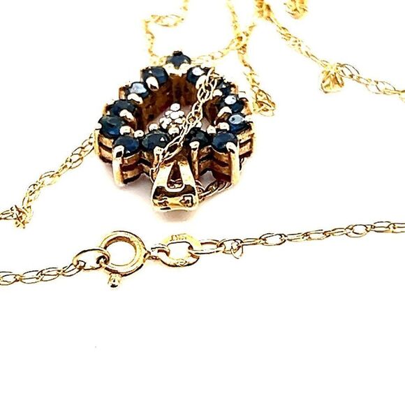 Dainty 14K Gold Rubies/Sapphires Heart Necklace - Picture 10 of 12